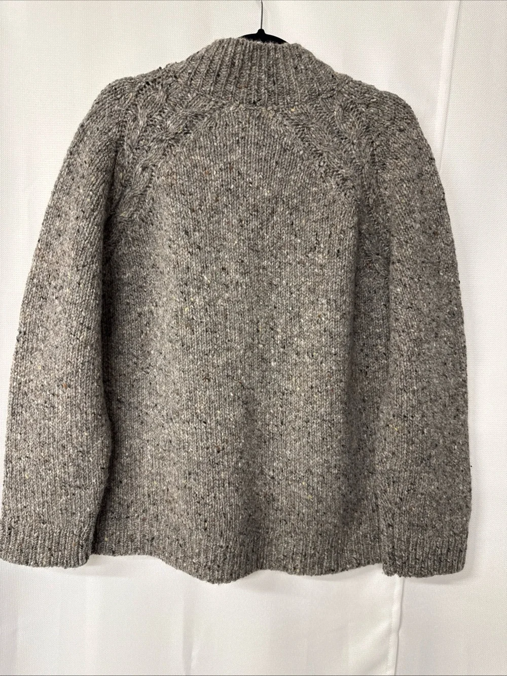 Celtic & Co. Donegal Funnel Neck Cardigan Jumper ‎ Sweater Sz M 100% Wool Gray